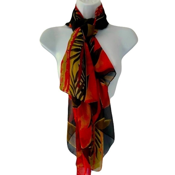Christina Accessories - Christina/🧣Red floral scarf/ Neck scarf/ Bag scarf/ Head scarf/ 100%  polyester